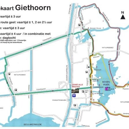 Route map Giethoorn canals, near Amsterdam
