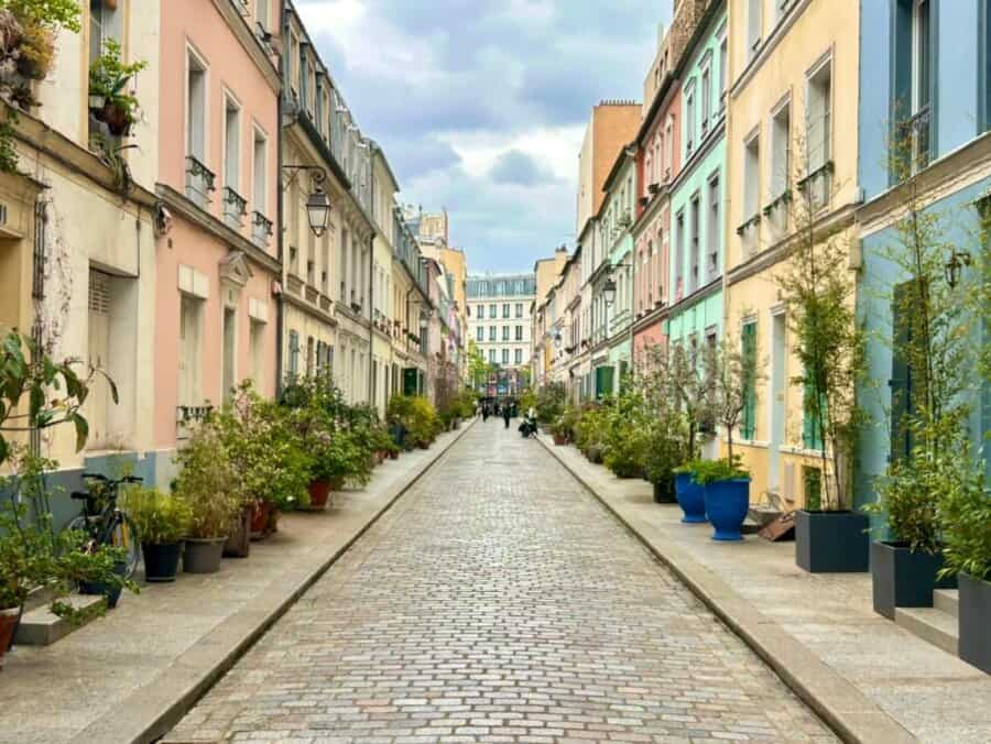 Colourful cute street Rue Cremieux Paris