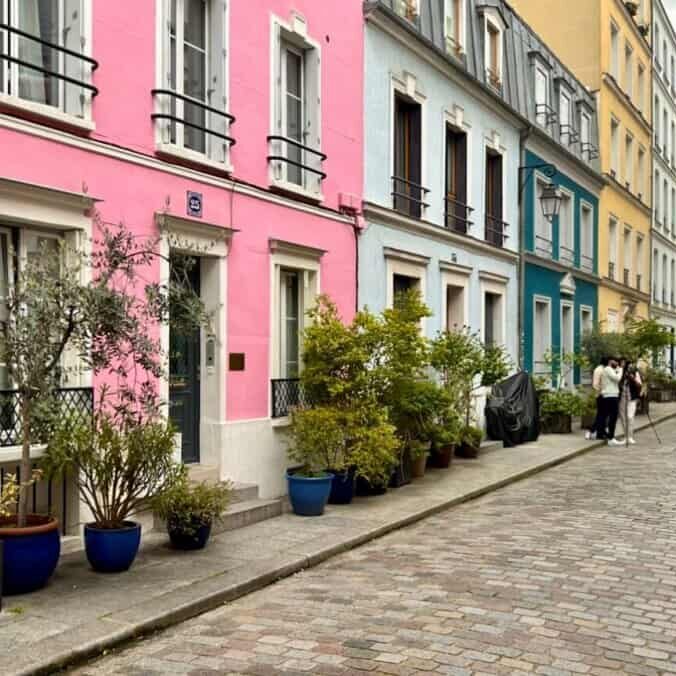 Colourful cute street Rue Cremieux Paris