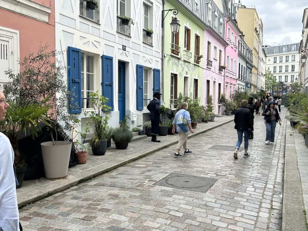 Colourful cute street Rue Cremieux Paris