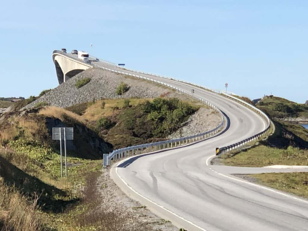 The iconic Storseisund Bridge is the highest and most famous of eight bridges on the Atlantic Ocean Road